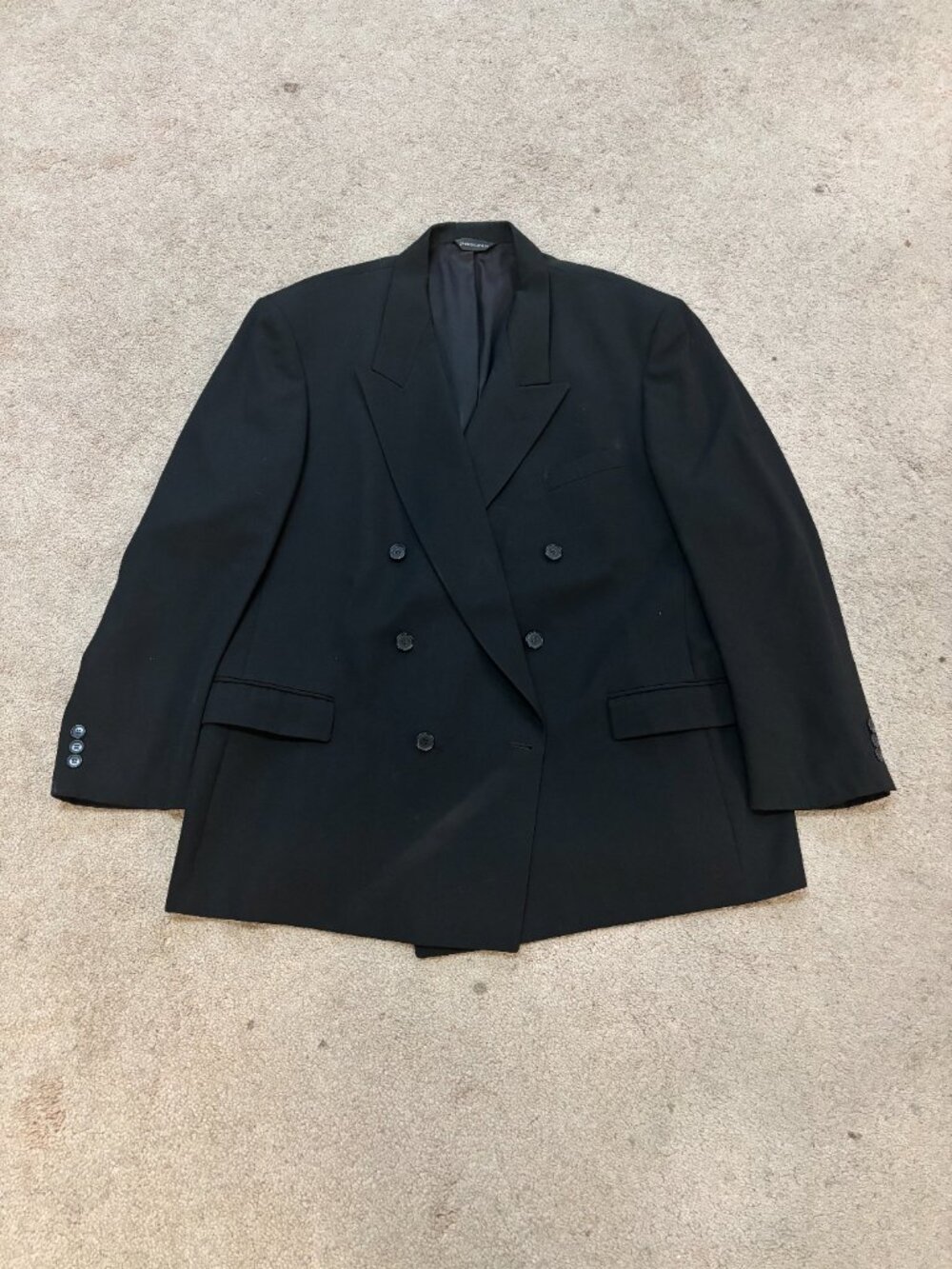 PIERRE CARDIN Suit (48L, Black [Solid], Wool)